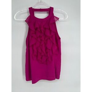 ECI New York Ruffle Halter Top Sleeveless Party Blouse Fuchsia Size 8